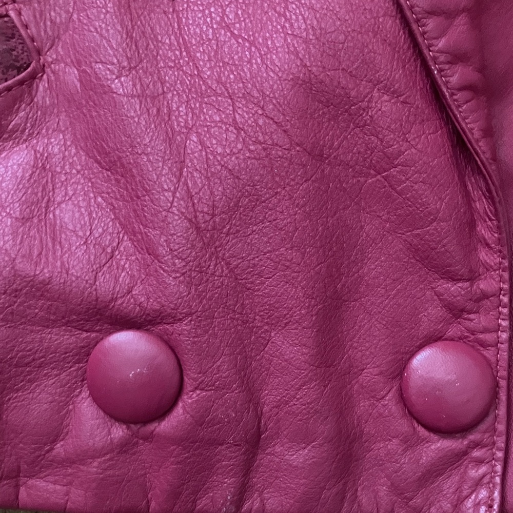 Vintage Red Leather Blazer Cropped - Picture 3 of 7